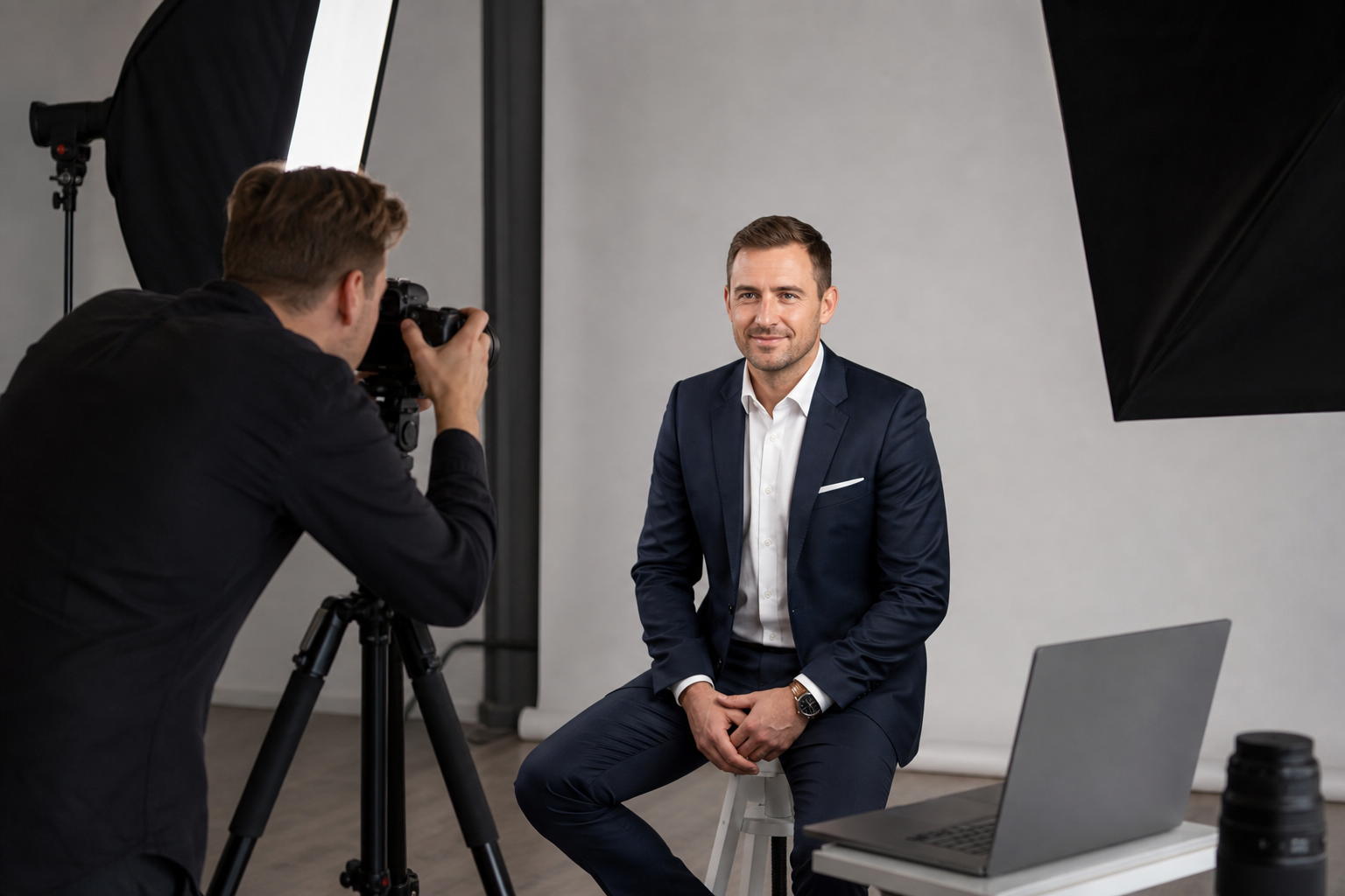 Photographie corporate et portrait professionnel en studio pour une entreprise normande